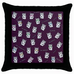 Llama Pattern Throw Pillow Case (black) by Valentinaart