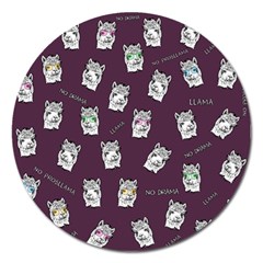 Llama Pattern Magnet 5  (round) by Valentinaart