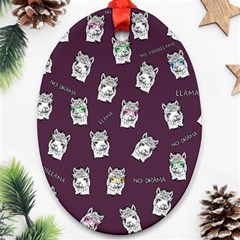 Llama Pattern Oval Ornament (two Sides) by Valentinaart