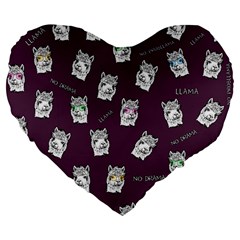 Llama Pattern Large 19  Premium Flano Heart Shape Cushions by Valentinaart