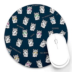 Llama Pattern Round Mousepads by Valentinaart