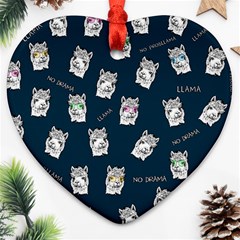 Llama Pattern Ornament (heart) by Valentinaart