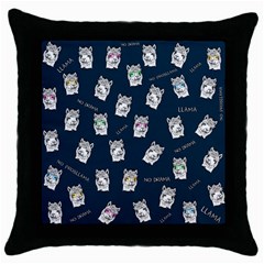 Llama Pattern Throw Pillow Case (black) by Valentinaart