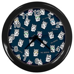 Llama Pattern Wall Clock (black) by Valentinaart