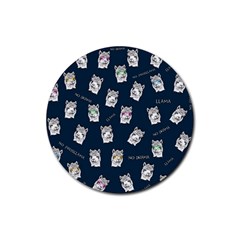 Llama Pattern Rubber Round Coaster (4 Pack)  by Valentinaart