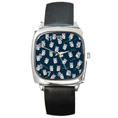 Llama Pattern Square Metal Watch by Valentinaart