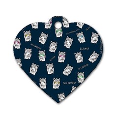 Llama Pattern Dog Tag Heart (two Sides) by Valentinaart