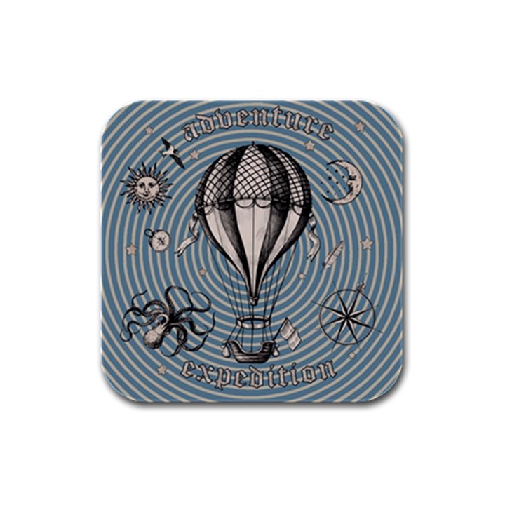 Vintage Adventure Expedition Rubber Square Coaster (4 pack) 