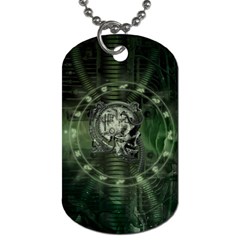 Awesome Creepy Mechanical Skull Dog Tag (two Sides) by FantasyWorld7