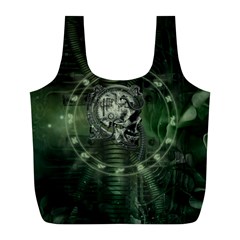 Awesome Creepy Mechanical Skull Full Print Recycle Bag (l) by FantasyWorld7