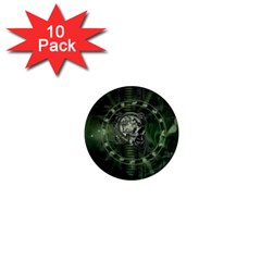 Awesome Creepy Mechanical Skull 1  Mini Magnet (10 Pack)  by FantasyWorld7