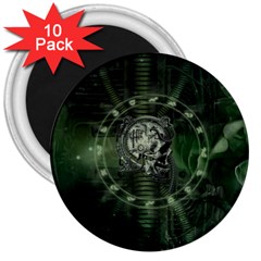 Awesome Creepy Mechanical Skull 3  Magnets (10 Pack)  by FantasyWorld7