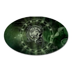 Awesome Creepy Mechanical Skull Oval Magnet by FantasyWorld7