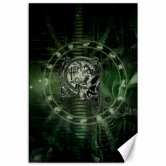 Awesome Creepy Mechanical Skull Canvas 12  X 18  by FantasyWorld7