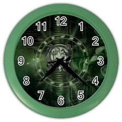 Awesome Creepy Mechanical Skull Color Wall Clock by FantasyWorld7