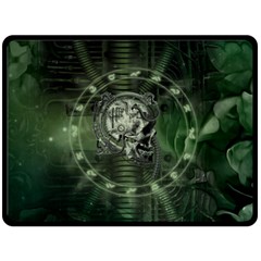 Awesome Creepy Mechanical Skull Fleece Blanket (large)  by FantasyWorld7