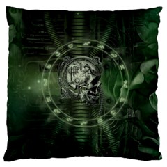 Awesome Creepy Mechanical Skull Large Cushion Case (one Side) by FantasyWorld7