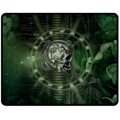 Awesome Creepy Mechanical Skull Double Sided Fleece Blanket (medium)  by FantasyWorld7