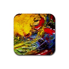 Yellow Chik 3 Rubber Coaster (square)  by bestdesignintheworld