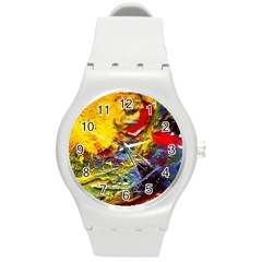 Yellow Chik 3 Round Plastic Sport Watch (m) by bestdesignintheworld