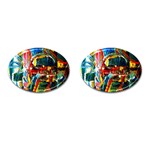 Red Aeroplane 7 Cufflinks (Oval) Front(Pair)