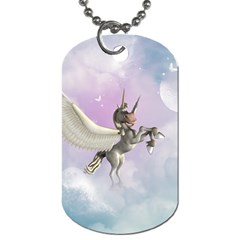 Cute Little Pegasus In The Sky, Cartoon Dog Tag (one Side) by FantasyWorld7