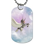 Cute Little Pegasus In The Sky, Cartoon Dog Tag (Two Sides) Front