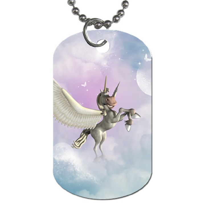 Cute Little Pegasus In The Sky, Cartoon Dog Tag (Two Sides)