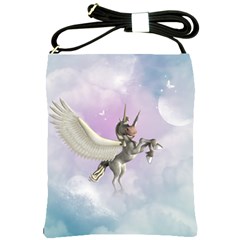 Cute Little Pegasus In The Sky, Cartoon Shoulder Sling Bag by FantasyWorld7