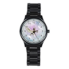 Cute Little Pegasus In The Sky, Cartoon Stainless Steel Round Watch by FantasyWorld7