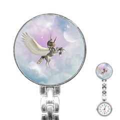 Cute Little Pegasus In The Sky, Cartoon Stainless Steel Nurses Watch by FantasyWorld7