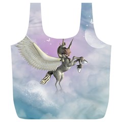 Cute Little Pegasus In The Sky, Cartoon Full Print Recycle Bag (xl) by FantasyWorld7