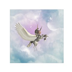 Cute Little Pegasus In The Sky, Cartoon Small Satin Scarf (square) by FantasyWorld7