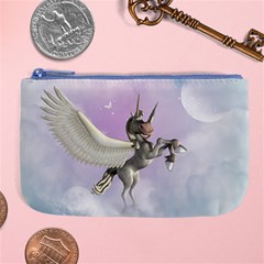 Cute Little Pegasus In The Sky, Cartoon Large Coin Purse by FantasyWorld7