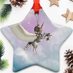 Cute Little Pegasus In The Sky, Cartoon Ornament (star) by FantasyWorld7