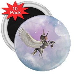 Cute Little Pegasus In The Sky, Cartoon 3  Magnets (10 Pack)  by FantasyWorld7