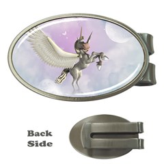 Cute Little Pegasus In The Sky, Cartoon Money Clips (oval)  by FantasyWorld7