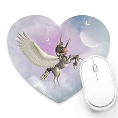 Cute Little Pegasus In The Sky, Cartoon Heart Mousepads by FantasyWorld7