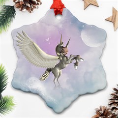 Cute Little Pegasus In The Sky, Cartoon Ornament (snowflake) by FantasyWorld7