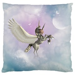 Cute Little Pegasus In The Sky, Cartoon Large Cushion Case (one Side) by FantasyWorld7