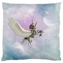 Cute Little Pegasus In The Sky, Cartoon Standard Flano Cushion Case (one Side) by FantasyWorld7