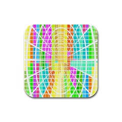 Abstract Squares Background Network Rubber Square Coaster (4 Pack)  by Sapixe