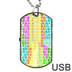 Abstract Squares Background Network Dog Tag Usb Flash (one Side) by Sapixe