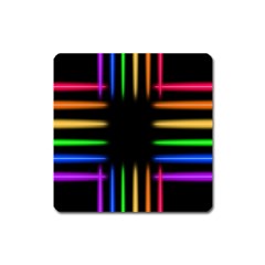 Neon Light Abstract Pattern Lines Square Magnet by Sapixe