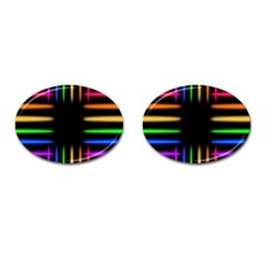 Neon Light Abstract Pattern Lines Cufflinks (oval) by Sapixe