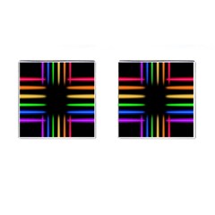 Neon Light Abstract Pattern Lines Cufflinks (square) by Sapixe