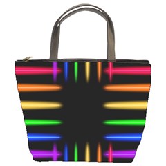 Neon Light Abstract Pattern Lines Bucket Bag by Sapixe