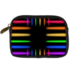 Neon Light Abstract Pattern Lines Digital Camera Leather Case by Sapixe