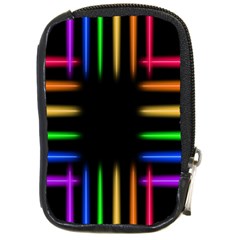 Neon Light Abstract Pattern Lines Compact Camera Leather Case by Sapixe