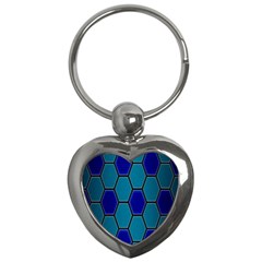 Hexagon Background Geometric Mosaic Key Chains (heart)  by Sapixe